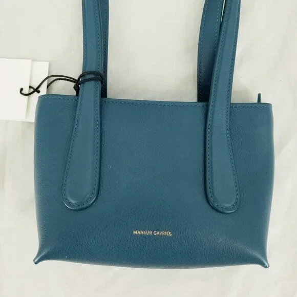 NWT Mansur Gavriel Mini Luxury Leather Bag - Peacock Blue - Picture 6 of 10